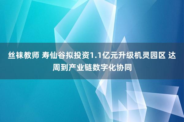 丝袜教师 寿仙谷拟投资1.1亿元升级机灵园区 达周到产业链数字化协同